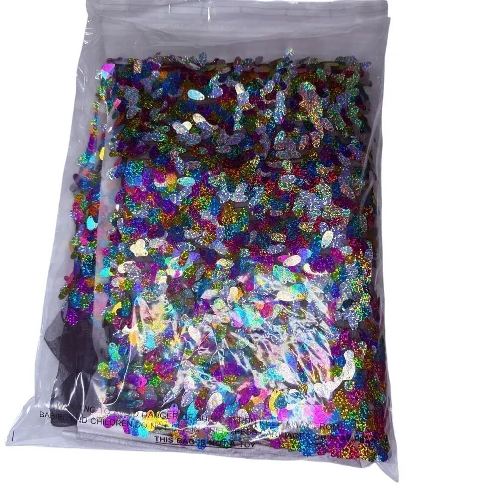 Holographic Teardrop Sequin Fabric Panel 54” x 40” Black Mesh Backdrop